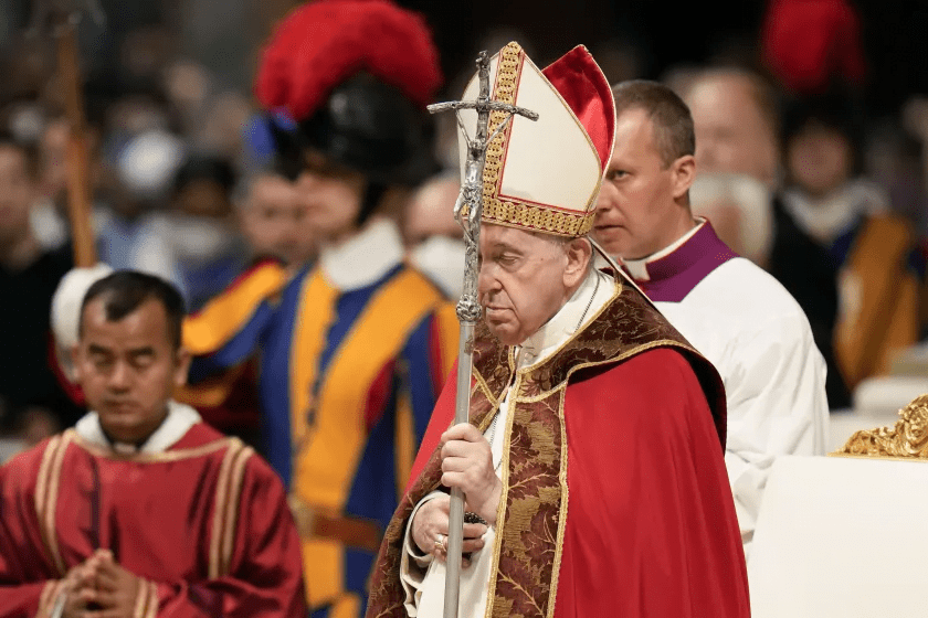 Pope Francis celebrates a Mass on the Solemnity of Saints Peter and Paul on Wednesday at St. Peter’s Basilica at the Vatican.Alessandra Tarantino / AP