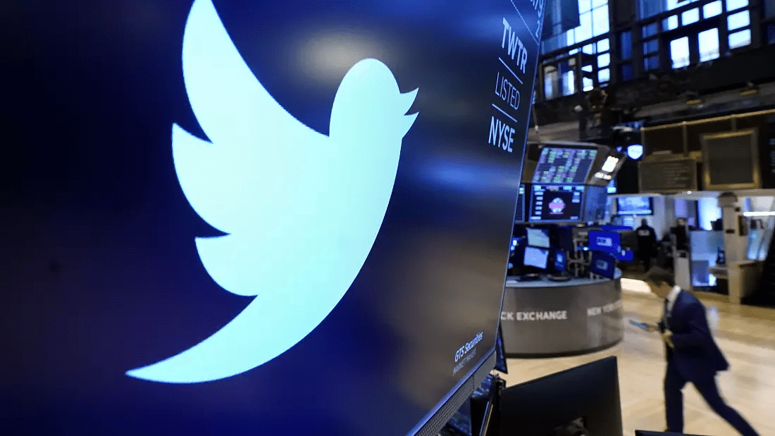 The logo for Twitter appears above a trading post on the floor of the New York Stock Exchange, Nov. 29, 2021. - Copyright Richard Drew/Copyright 2021 The Associated Press.