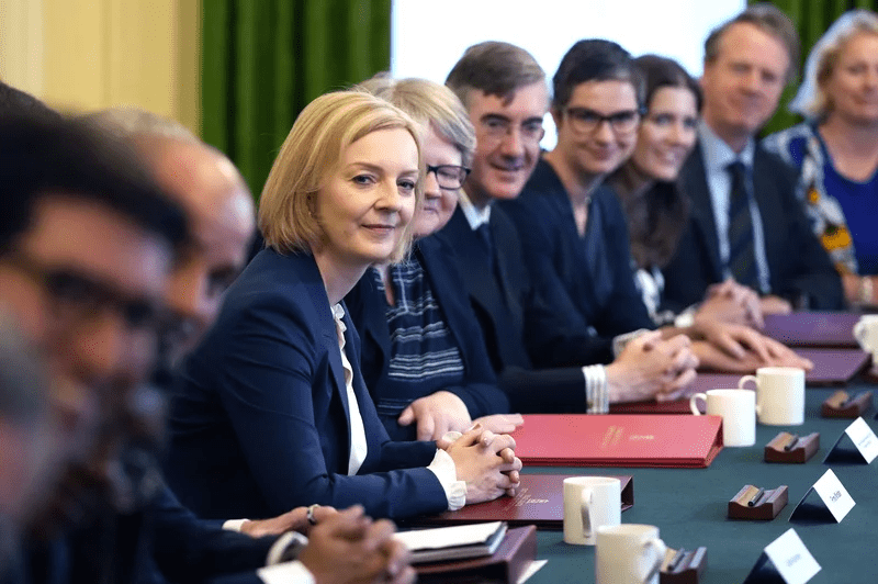 British Prime Minister Liz Truss holds her first Cabinet meeting after taking office at Downing St. on Sept. 7 in London. Frank Augstein/Getty Images