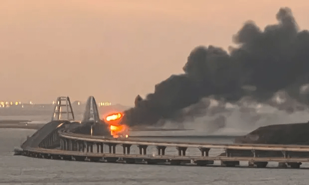 Key bridge linking Crimea to Russia hit by huge explosion