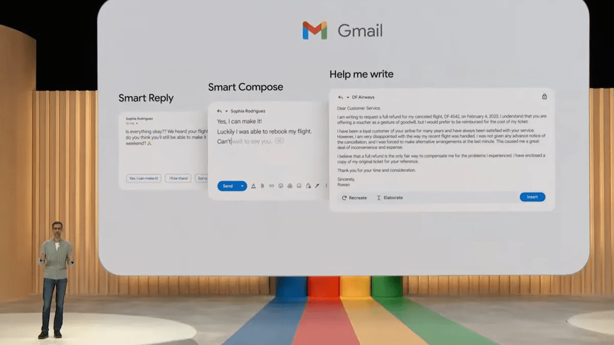 Google announced "Help me write" in Gmail.